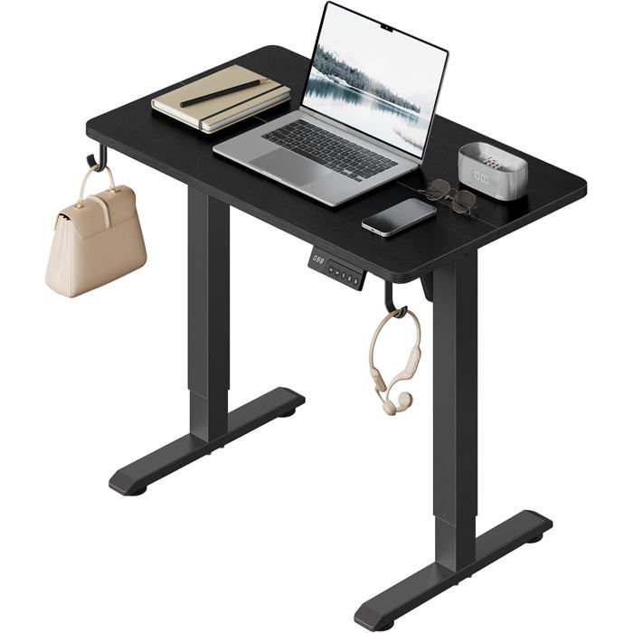 WOLTU Bureau Assis DeboutBureau Réglable en Hauteur Électriqueavec 3 Hauteurs de Mémoire Réglage en Continu80x48x118 cmNoir