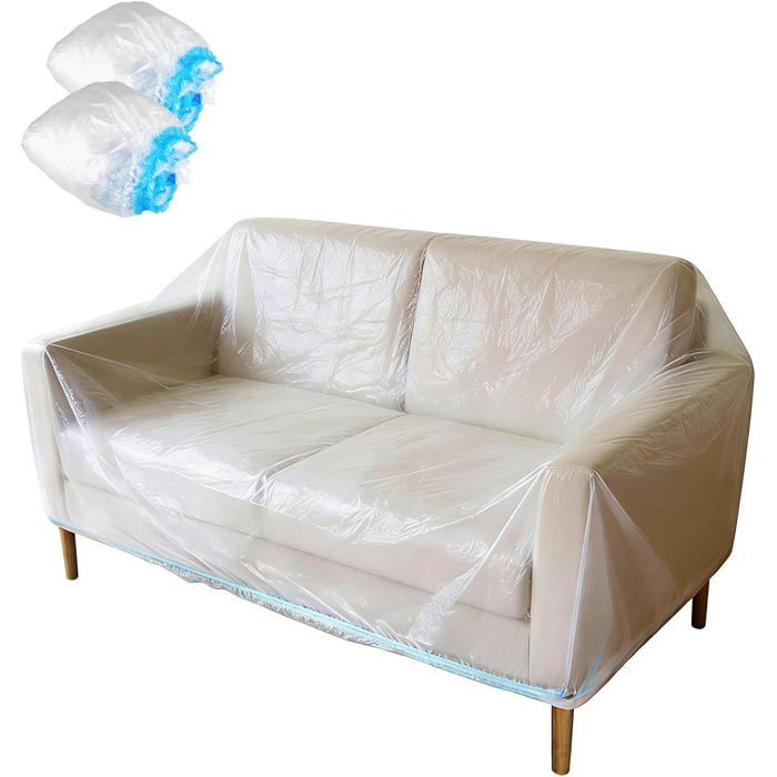 Housse de protection contre la poussière en plastique transparent pour canapé - Housse de protection imperméable (260 x 100 x 80 cm)
