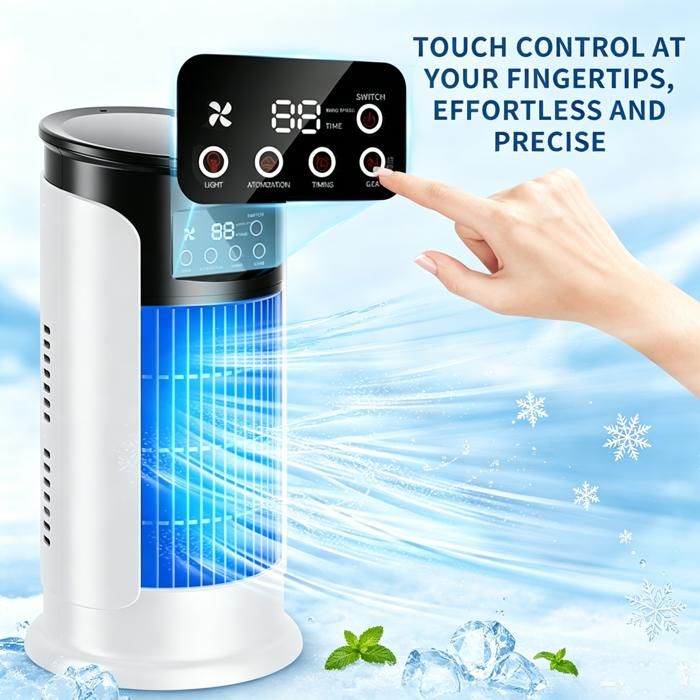 Climatiseur portable - PRUMYA - Refroidisseur dair 4 en 1 - 6 vitesses - Réservoir 300ml - LED 7 couleurs