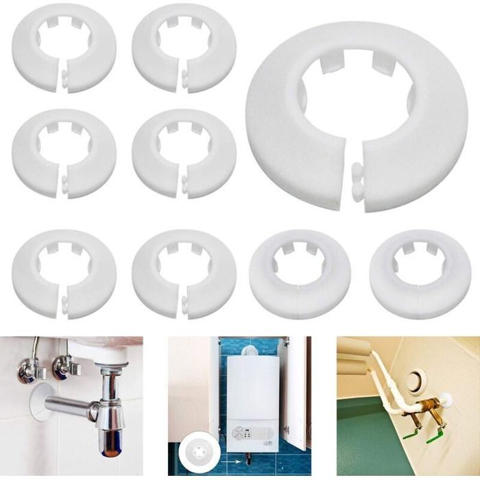 Rosace cache-tuyau radiateur - PZCC - 24 pcs (16/20/25 mm) - Blanc - Clip - Résistant haute température