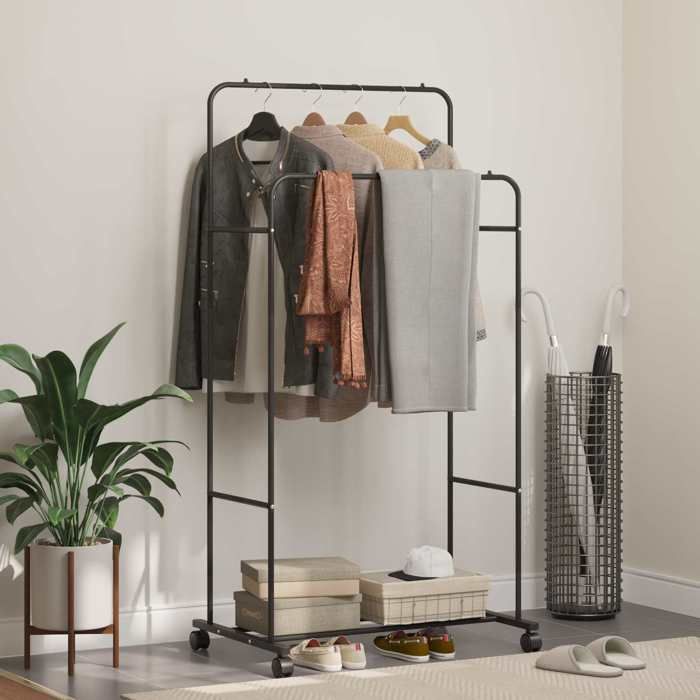 Porte-vêtements Uni - vidaXL - métal - noir - 80 x 53 x 156 cm@sva27l