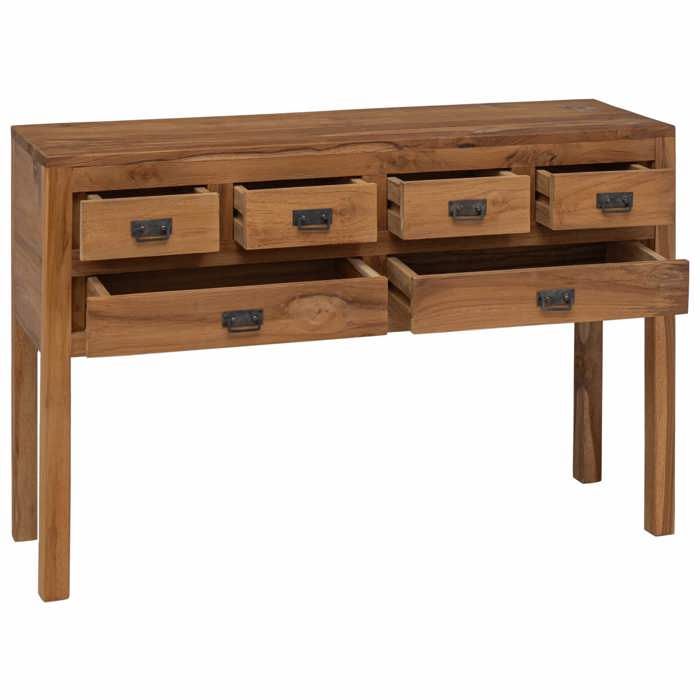 Bahut Séjour - Buffet DE rangement - bois de teck massif - naturel - 110 x 35 x 755 cm - 6 tiroirs 8771070