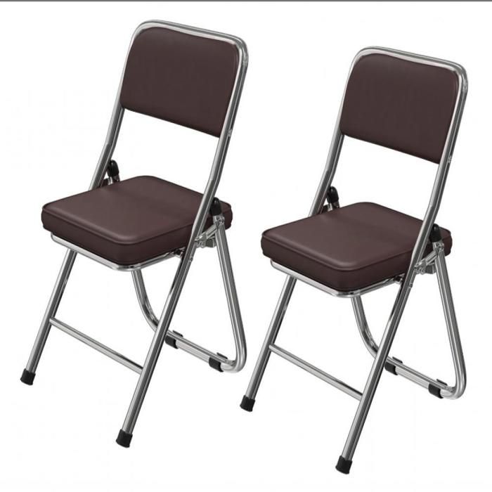 KEDIA 2Pcs Chaise Pliante Brun 45x46x82cm Rembourrée en Cuir Chaise Pliantes conviennent à la Cuisine lintérieur lextérieur