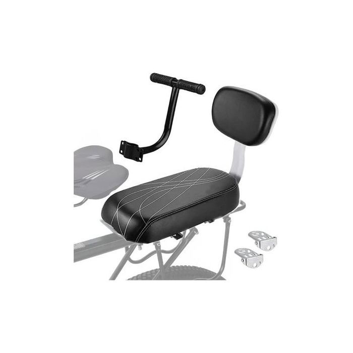 Coussin siège arrière vélo avec dossier et accoudoirs - Repose pieds enfant ou adulte