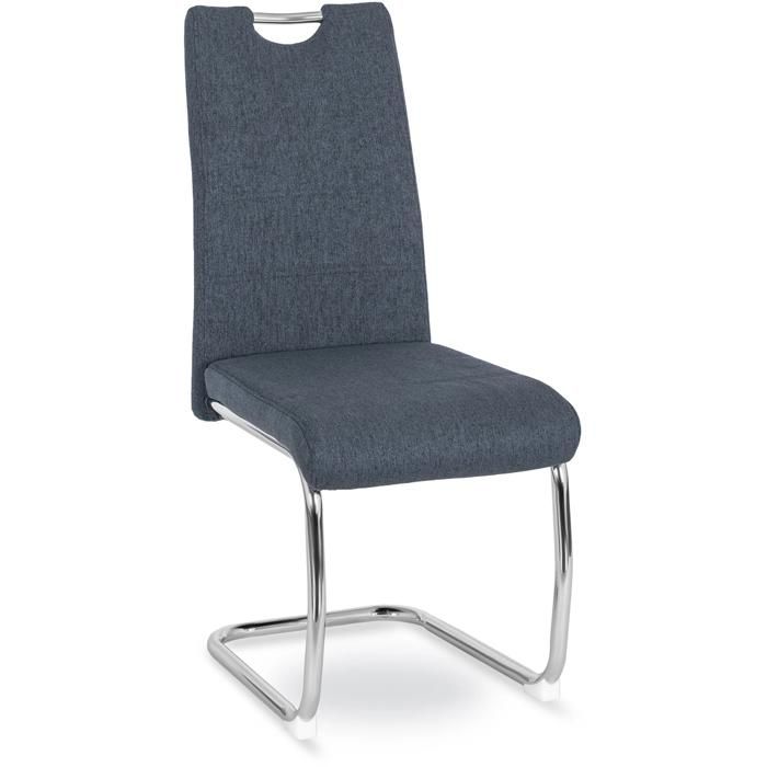 Chaise de salle à manger rembourrée LOPEZ gris foncé sur support cantilever moderne