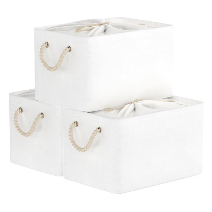 Lot de 3 Panier Rangement Blanc Boîte de Rangement 33x23x20cm Blanc 33x23x20cm/3-Pack 33x23x20cm 3-Pack PANIER DECORATIF