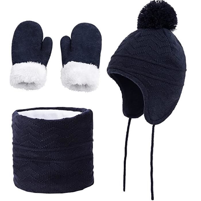 Enfant Bonnets Oreillette et charpes en Tricot Fille pais Chaud