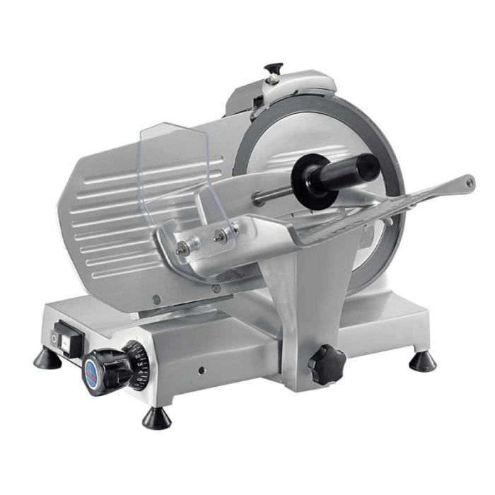 Trancheuse à Jambon Familiale Casselin - Lame 195 Mm, Coupe 0,2-12 Mm, Puissance 150W - Aluminium Anodisé, Système Courroie, Pierre à Aiguiser Incluse - 5