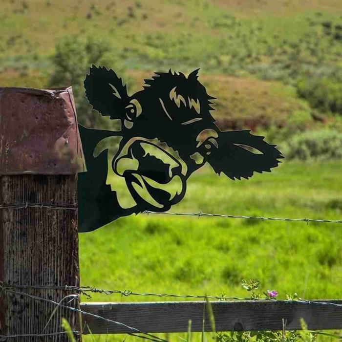 Statue de jardin en forme de vache en fer Style vintage