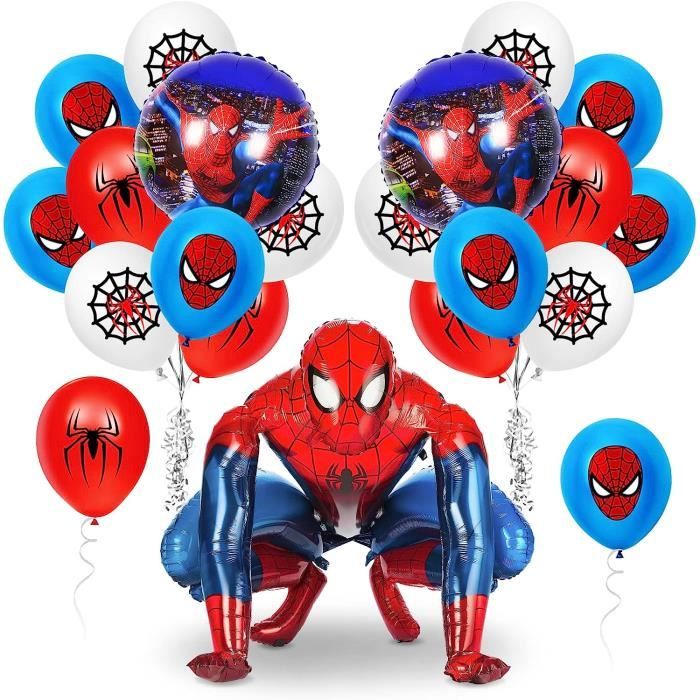 Ballons Spider Et étoiles Pour Anniversaire 3 Ans - Kit 15 Pièces Aluminium Et Latex, Hélium Compatible, Thème Héros/Halloween