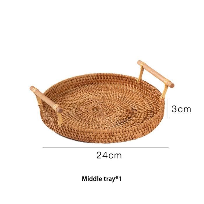 Panier à linge,Plateau de rangement en rotin tissé à la main,panier