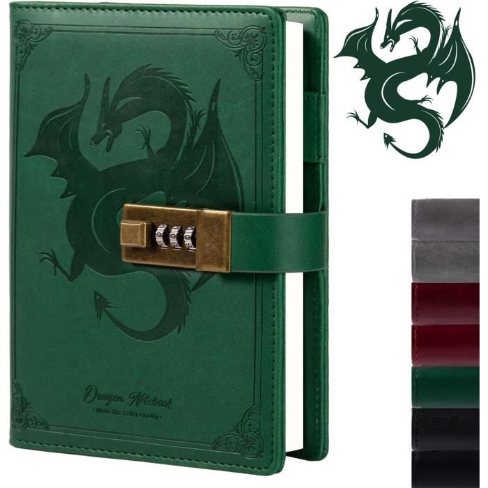 Carnet De Notes En Cuir Dragon - Couverture Rigide - Rechargeable - Papier Ligné Ou Vierge