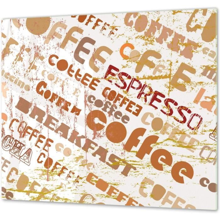 Couvre-plaques De Cuisson En Verre Trempé – Motif Café Élégant – 1 Pièce 60x52 Cm Ou 2 Pièces 30x52 Cm – Protection Plan De Travail Multifonction