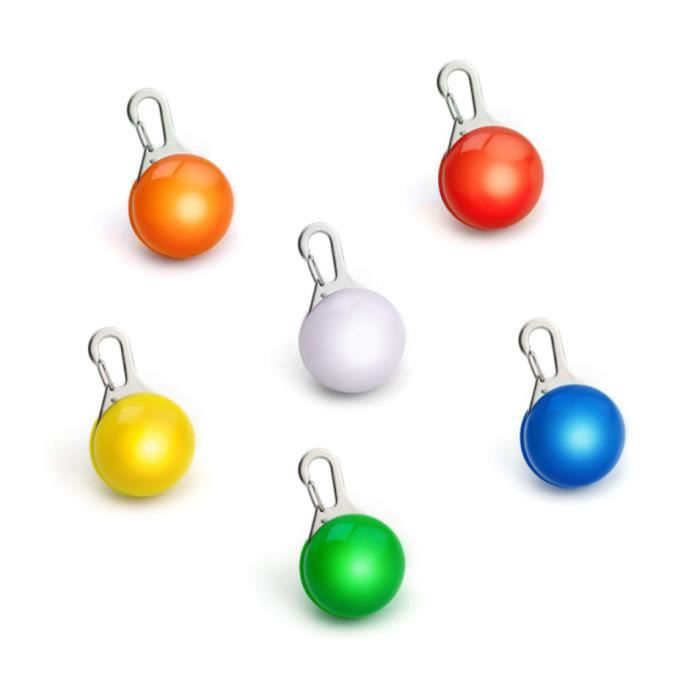 Pendentifs lumineux LED - Lot de 6 - Pour chiens et chats - Accessoires de sécurité - Idéal pour le jogging