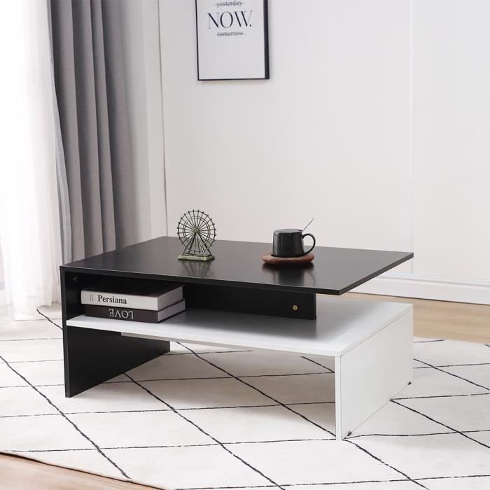 Noir Et Blanche Table Basse Table De Cafe 90 X 42 X 60 Cm En
