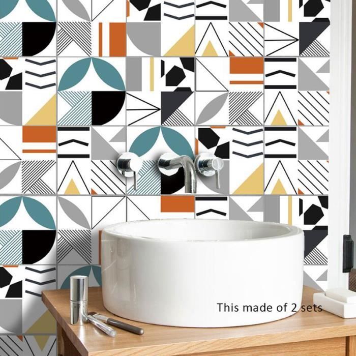 Salle De Bains Decor Geometrique De Couleur Stickers Carrelage
