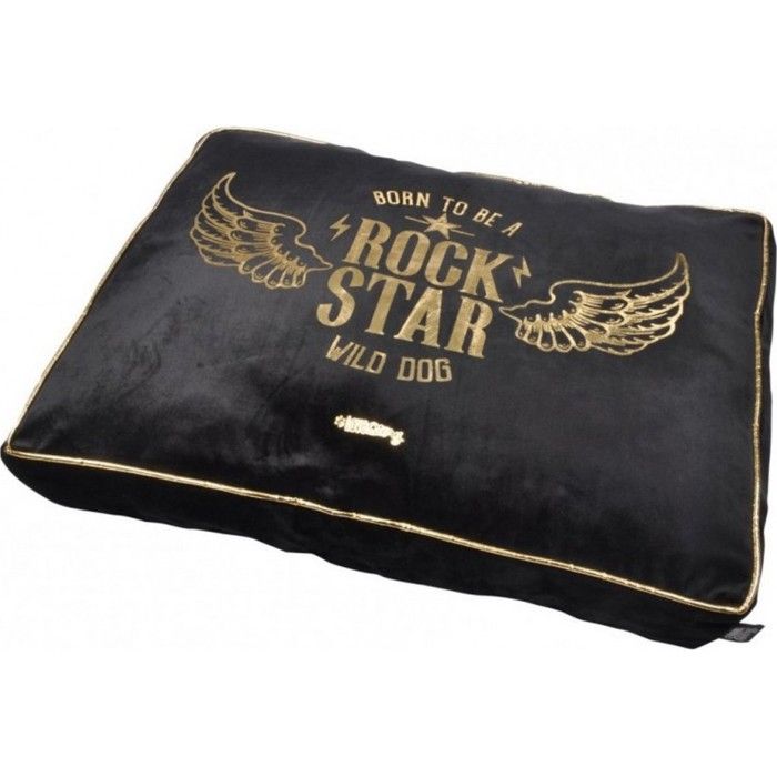 Coussin rectangle pour chien Rock Star noir 60x45cm