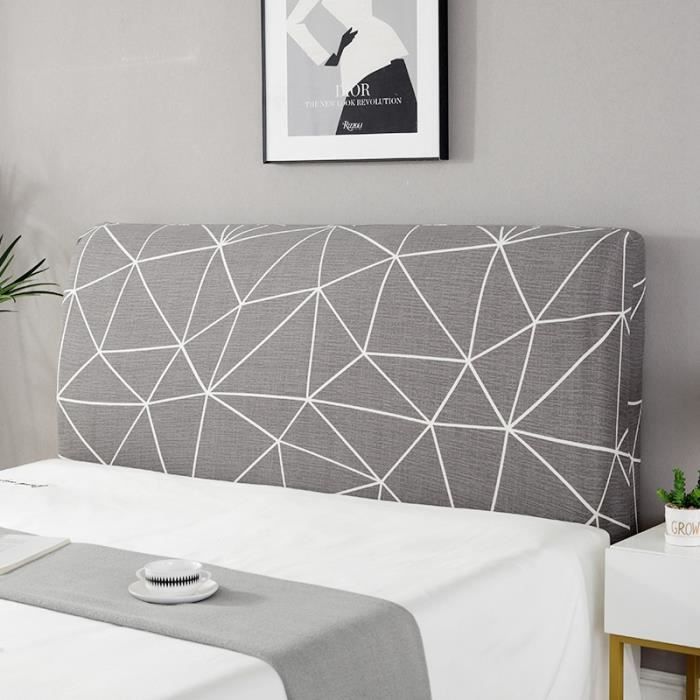 Housse De Tête De Lit Gonflable Élastique Gris Clair 140-160cm - Protection Anti-Poussière Et Douce Pour Lit Rembourré
