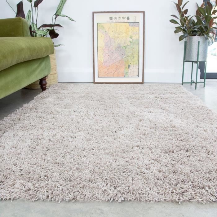 tapis epais moelleux beige creme luxueux salon sejour 200 x 290 cm cdiscount maison