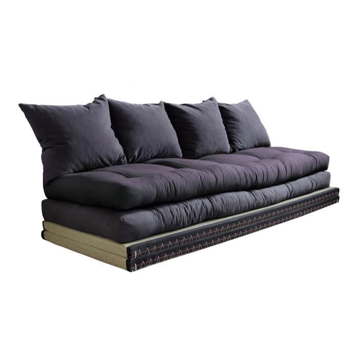Canapé Convertible Futon Modulable Avec Coussins Chico - Anthracite -  Cdiscount Maison
