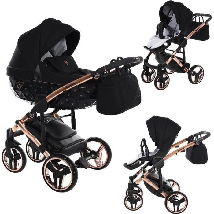Poussette Junama Exclusive avec siège auto pour bébé et sélection Isofix by SaintBaby Black Copper 02 Siège auto 4en1 + Isofix