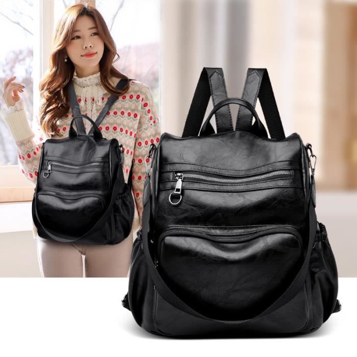 Sac dos femme mode vintage cuir souple outdoor voyage sac dos