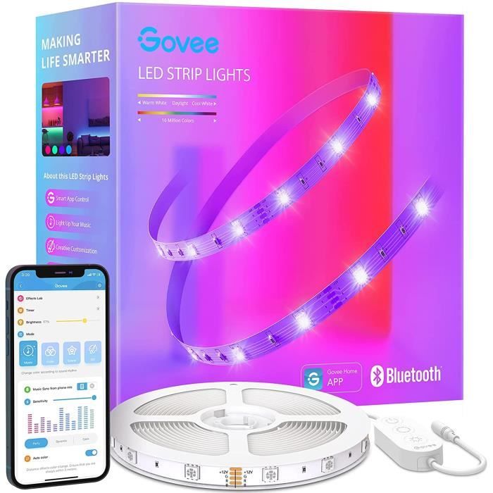 Govee Ruban LED 15m, Bluetooth RGB Bande LED Intelligente