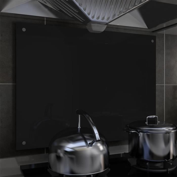 Crédence de cuisine en verre trempé noir 80 x 60 cm - Mobilier Superbe