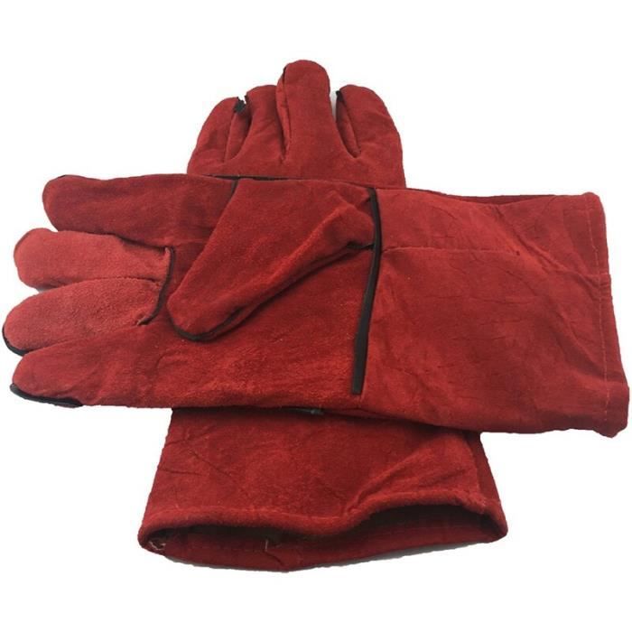 Gants en cuir rouge foncé pour le nettoyage de la cheminée, coutures de  soudage, gant de soudage à doublure l - Cdiscount Bricolage