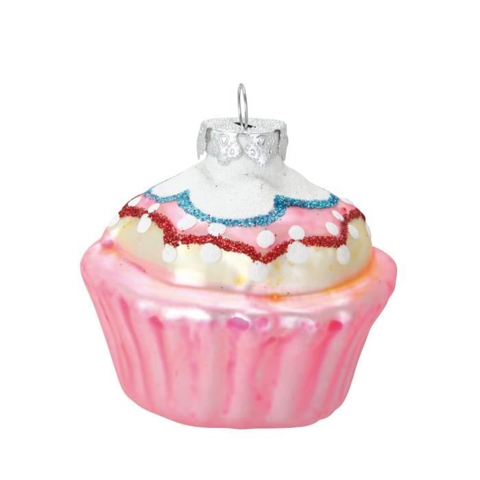 Lot De 3 Boules De Noël Gateaux Effet Mat Rose ø 6 Cm