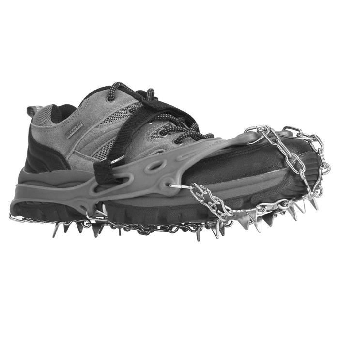 DOHAPPYS Lot de 2 paires de crampons antidérapants pour chaussures et  bottes, crampons à glace avec 5 dents, crampons antidérapants universels