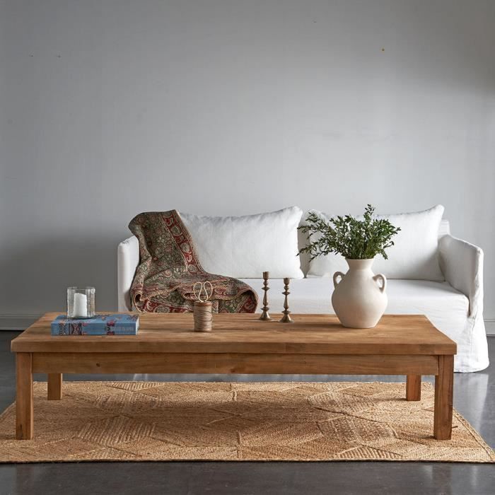 table basse rectangulaire en bois recyclé clair vermont
