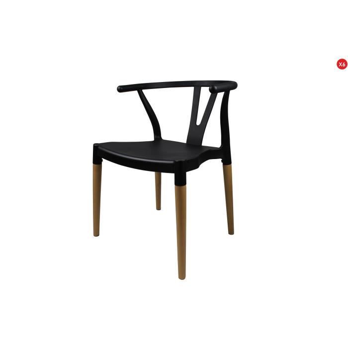 6 X Chaise Design Inspiration Wishbone Bois Noir Deco Presto Dp