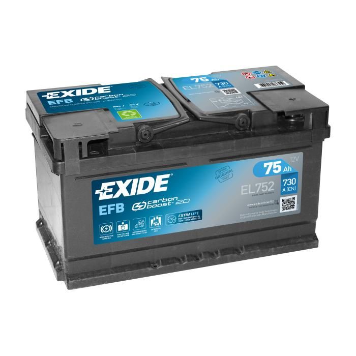 BATTERIE EXIDE EFB LB4 12V 75AH 730A 315X175X175 +D EL752