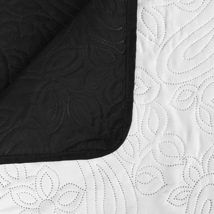 RESTILO Laila Couvre-lit 240x260 Cm Noir Double Face Matelassé Velours