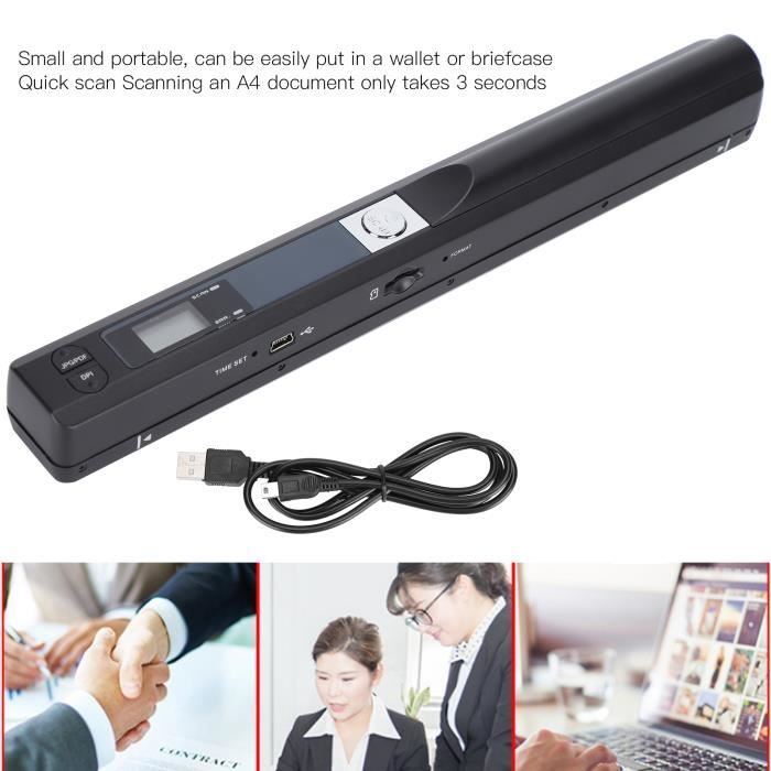 Scanner Portable Sans Fil Wifi LCD HD TFT Portable 900 DPI Document iScan  Handyscan Support TF Card 32G Noir