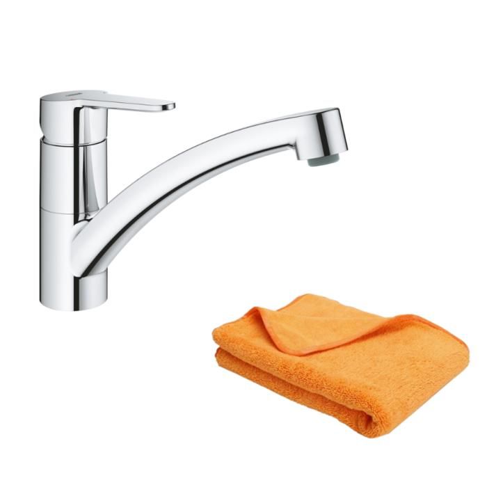 Grohe Robinet de cuisine bec bas Start Eco Quickfix + microfibre