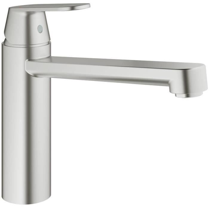 Mitigeur évier GROHE Eurosmart Cosmopolitan 30193DC0 - Bec médium - Bec tube pivotant 140° - Supersteel