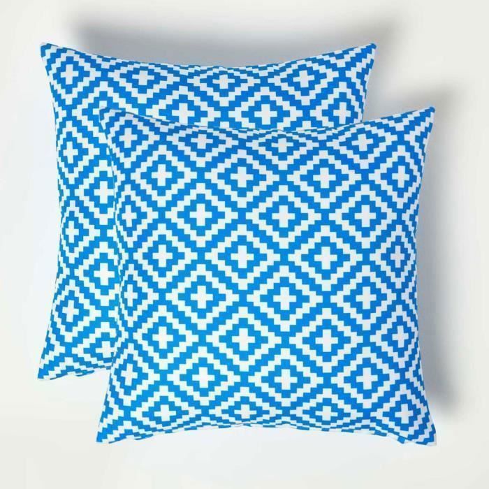 HOMESCAPES Coussin d’extérieur imperméable Orange NOLA, Coussin de Jardin carré 45x45 cm, Décoration Jardin extérieur – Lot de 2