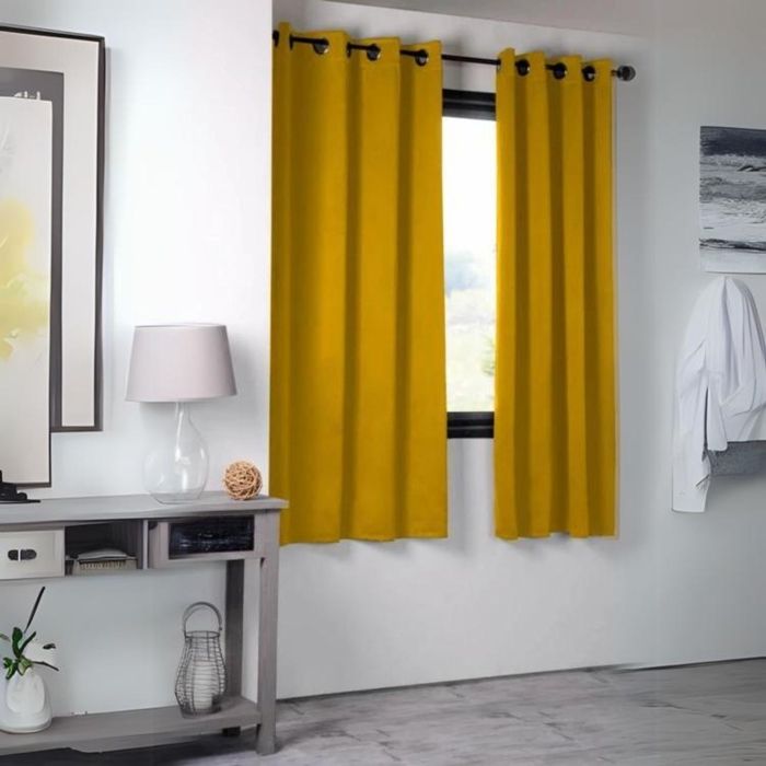Rideau occultant uni 210gr/m2 Jaune moutarde 140x280 cm