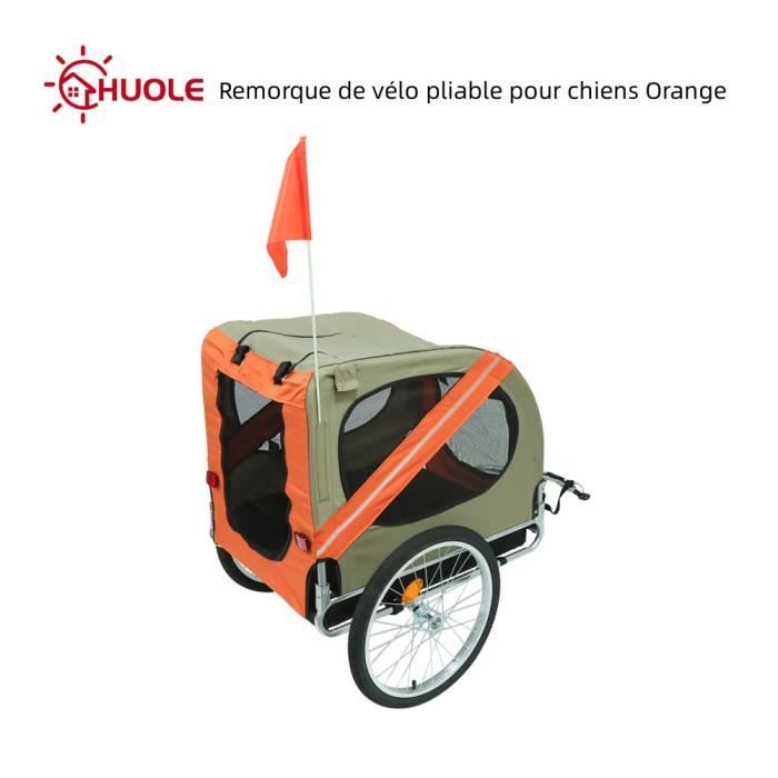 Remorque de v lo pliable pour chiens HUOLE Orange 137x73x90cm
