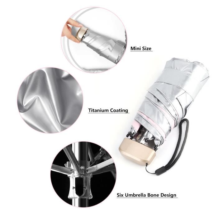 Mini Parapluie Pliant, Parapluie Anti Uv, Parapluie De Voyage, Parapluie De Poche Petit Parapluie Portable Compact Pour Hommes Et Femmes | Leroy Merlin