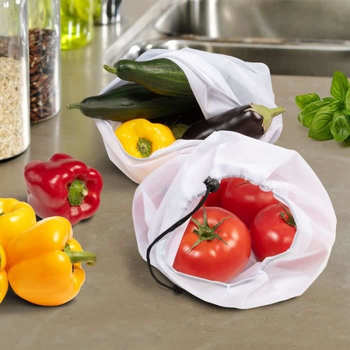8 Sacs Filets Réutilisables 35x30 Cm - Pour Courses Fruits Légumes