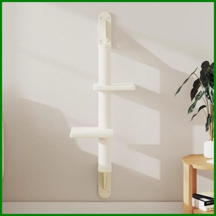 Comparer les prix de Livraison Rapide Arbre à chat mural avec griffoir crème 108 cm AF937 - Dbaiyi-Ddis