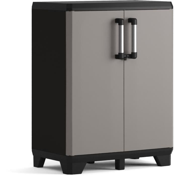 Keter Armoire de rangement basse Pro Noir et gris 445038 Cdiscount