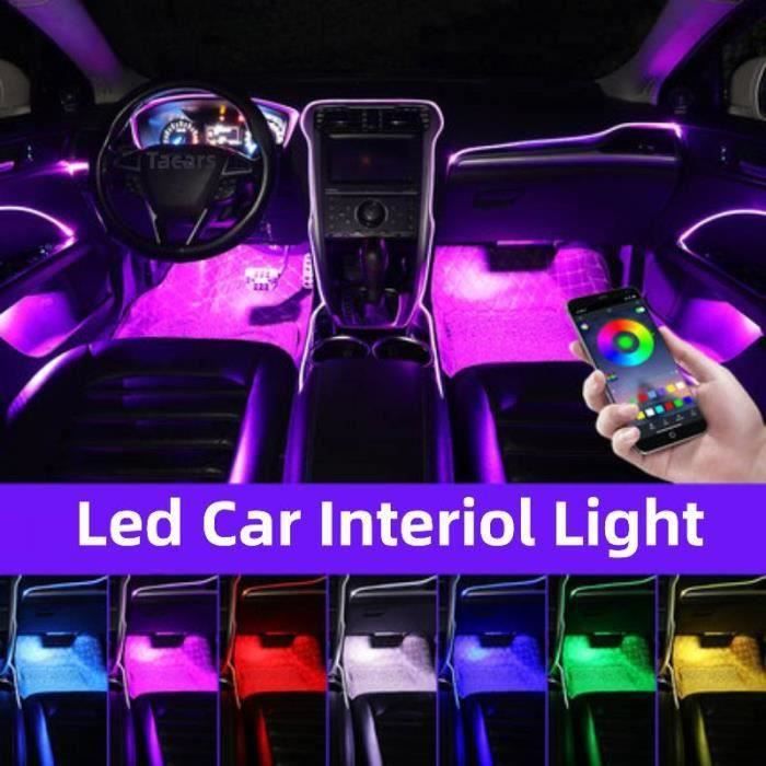 Éclairage DEL pour l'auto, éclairage intérieur pour l'auto, télécommande,  48 bandes lumineuses USB pour l'auto, musique multicolore sous le tableau  de bord avec chargeur pour l'auto, DC
