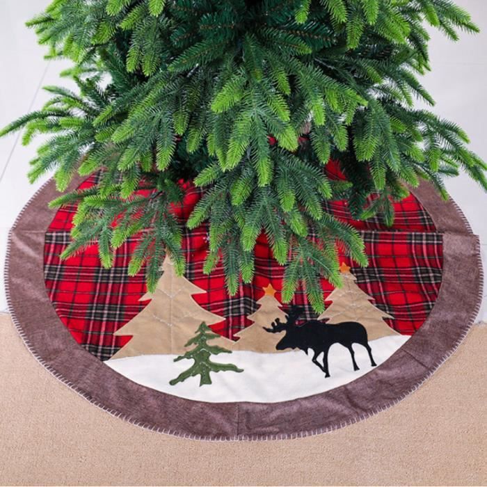 Jupe De Sapin Noël 78cm Rouge - Motif Père Noël, Tapis De Protection Pour Pied D'Arbre - Déco Noël
