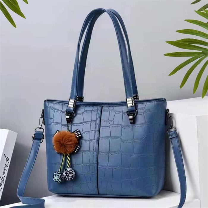 BAIGIO Sac Bandoulière Femme Cuir PU, Sac A Main Bandoulière Femme Avec Large Sangle, Multi-Poches Sacs Portés Épaule Tendance Crossbody Bag Pour Voyage Quotidien Travail, Brun