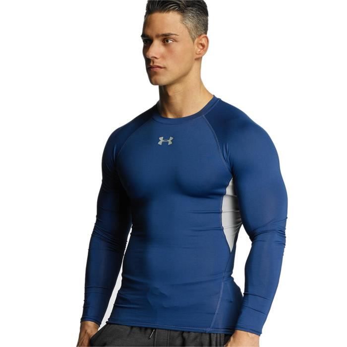Under Armour Homme Hauts / T-Shirt manches longues Heatgear Compression  Bleu - Cdiscount Sport