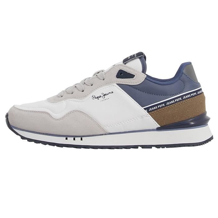 chaussures running mode london seal m - pepe jeans - blanc - homme - cuir - plat